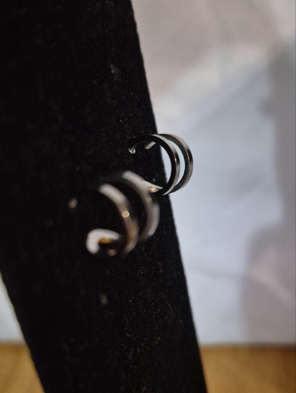 Sterling Silver Double-Band Hoop Cartilage Earrings - Silver - Picture 2 of 4